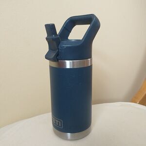 YETI Kids Jr Rambler Bottle 12 oz Flip Sip Straw Lid Blue Gray*READ